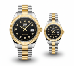 Rolex Day-Date Style Couple Watch Set – Battery Operated Edition