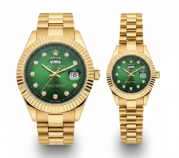 Rolex Day-Date Style Couple Watch Set – Battery Operated Edition