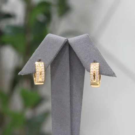 Double Zircon Round Gold Alternative Earring