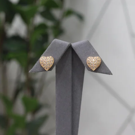 Gold Alternative Earring, Gold Zircon Heart