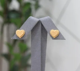 Gold Alternative Heart Cell Earrings