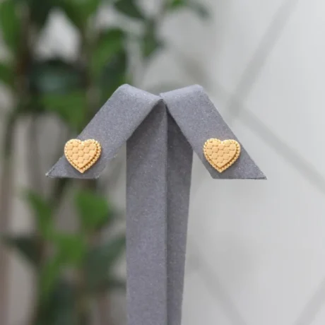 Gold Alternative Heart Cell Earrings