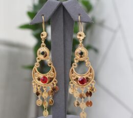 Gold Alternative Red Crescent Shenkar Earrings