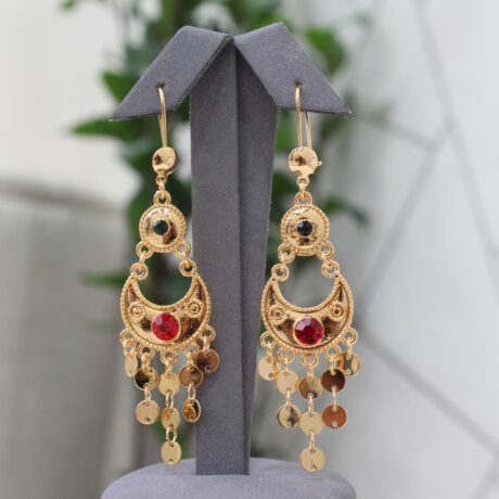 Gold Alternative Red Crescent Shenkar Earrings