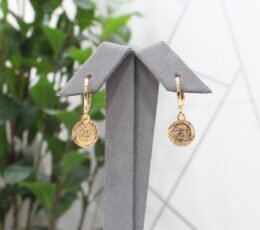 Gold Alternative Round Pound Earrings
