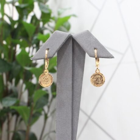 Gold Alternative Round Pound Earrings
