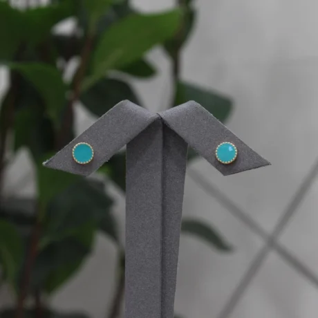 Gold Alternative Turquoise Blue Hoop Earrings