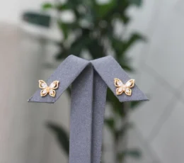 Gold Alternative Zircon Butterfly Earrings