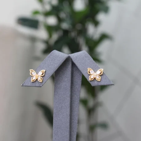 Gold Alternative Zircon Butterfly Earrings
