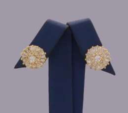 Gold Plated Glitter Flower Earrings