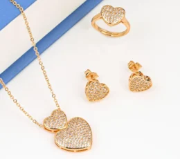 Gold Zircon Heart Set