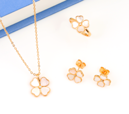 Pearl Shell Rose Set Gold Alternative