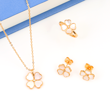 Pearl Shell Rose Set Gold Alternative