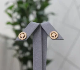 Round Gold Alternative Earring Decorated With Zircon