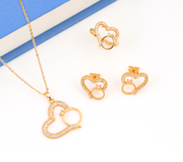 Twins Heart Ring Gold Alternative Set