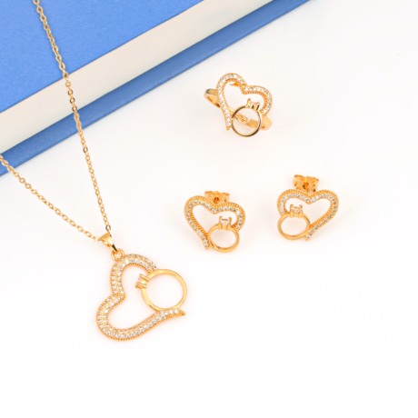 Twins Heart Ring Gold Alternative Set