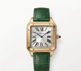Cartier Square Case with Genuine Embossed Leather Strap & Roman Dial