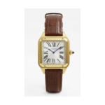 Cartier Square Case with Genuine Embossed Leather Strap & Roman Dial
