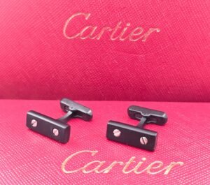Cartier Cartier Black Bar Screw Motif Cufflinks