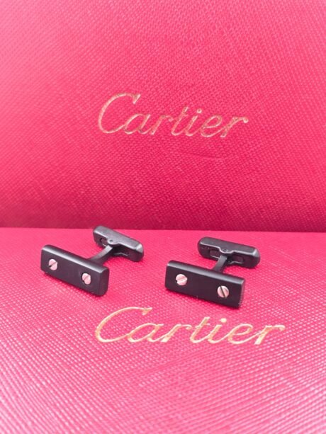 Cartier Cartier Black Bar Screw Motif Cufflinks