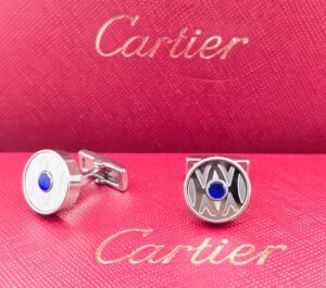 Cartier Cartier Blue Accent Geometric Round Cufflinks