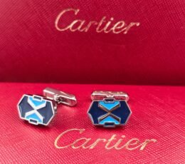 Cartier Cartier Blue & Black Geometric Enamel Cufflinks – Designer Luxury Statement Cufflinks for Men