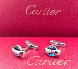Cartier Cartier Blue Crystal Bar Cufflinks – Silver Designer Cufflinks for Men