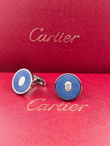 Cartier Cartier Blue Guilloche Round Cufflinks