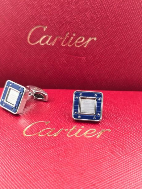 Cartier Blue Square Screw Design Cufflinks