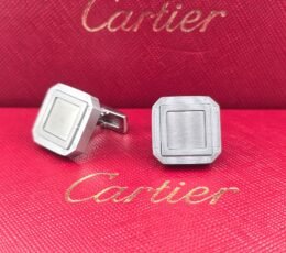 Cartier Cartier Brushed Silver Square Cufflinks – Minimalist Designer Luxury Cufflinks for Men