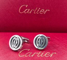 Cartier Cartier Double C Logo Round Cufflinks – Stainless Steel Luxury Cufflinks for Men