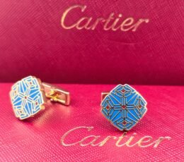 Cartier Cartier Geometric Blue Enamel Cufflinks – Luxury Designer Hexagon Cufflinks for Men
