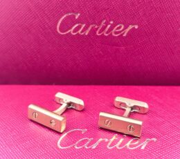 Cartier Cartier Gold-Tone Bar Screw Motif Cufflinks – Luxury Designer Cufflinks for Men