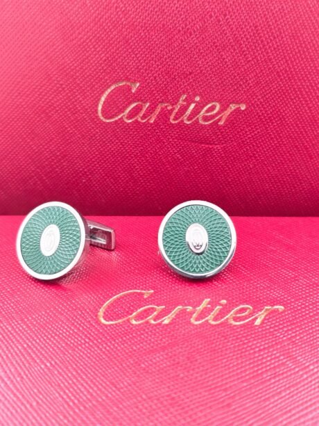 Cartier Cartier Green Guilloche Round Cufflinks