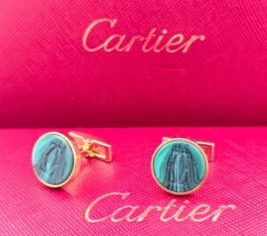 Cartier Cartier Green Stone Logo Cufflinks