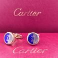 Cartier Cartier Half Blue Enamel Textured Cufflinks