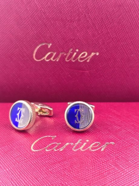 Cartier Cartier Half Blue Enamel Textured Cufflinks