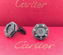 Cartier Cartier Matte Black Hexagon Cufflinks – Modern Designer Luxury Cufflinks for Men