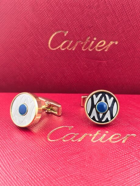 Cartier Cartier Round Blue Stone Pattern Cufflinks