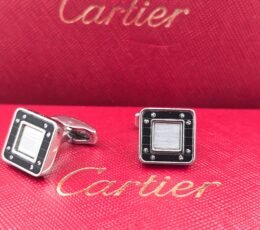 Cartier Cartier Square Screw Design Cufflinks – Black & Silver Luxury Designer Cufflinks for Men