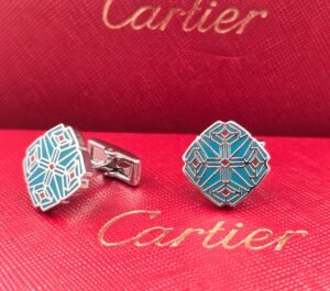 Cartier Geometric Turquoise Enamel Cufflinks