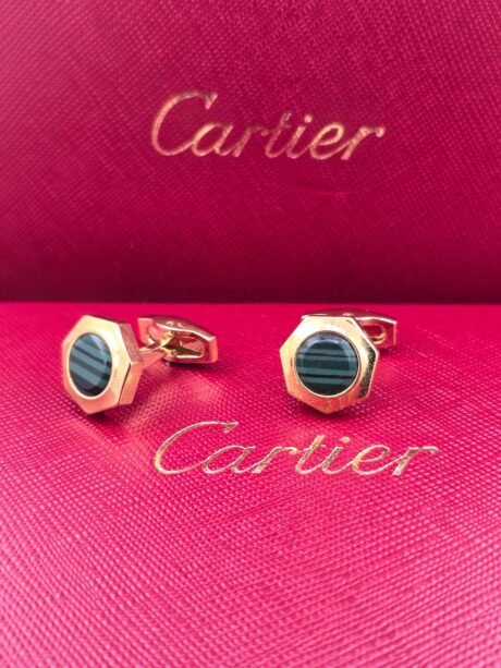 Cartier Hexagon Green Stone Cufflinks