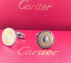 Cartier Inspired Gold & Black Sunburst Cufflinks