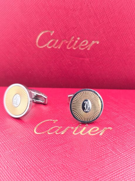 Cartier Inspired Gold & Black Sunburst Cufflinks
