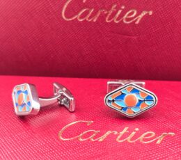 Cartier Inspired Mosaic Crest Cufflinks