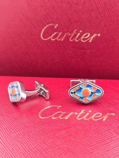 Cartier Inspired Mosaic Crest Cufflinks