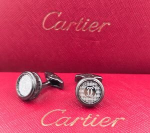 Cartier Monogram Pattern Round Cufflinks