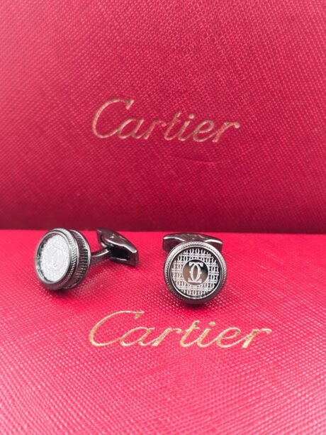 Cartier Monogram Pattern Round Cufflinks