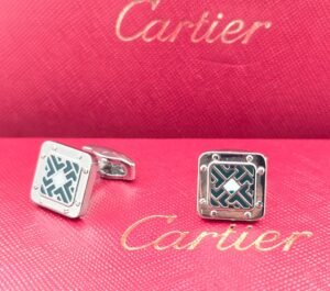 Cartier Square Pattern Turquoise Enamel Cufflinks