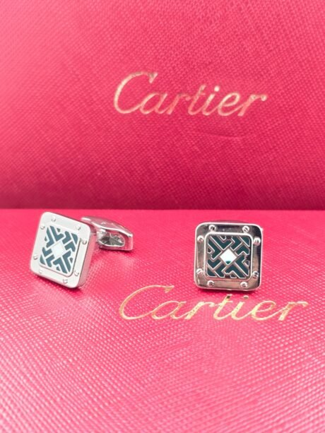 Cartier Square Pattern Turquoise Enamel Cufflinks